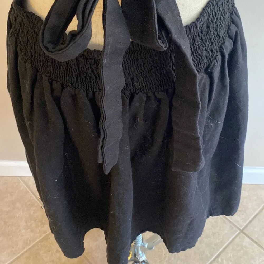 Free People linen blend beautiful ruffled back tie mini boho dress. - Picture 9 of 14